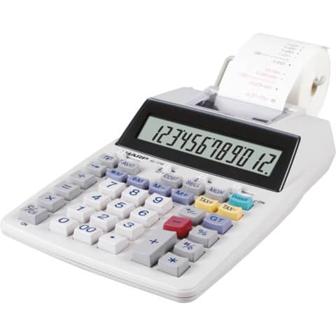 Calcolatrice scrivente a doppia alimentazione SHARP EL-1750V con display LCD a 12 cifre grigio - SH-EL1750V